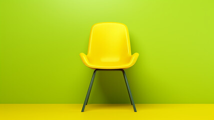 bright yellow green chair design on smooth background background with copy space, abstract fictional chair graphics