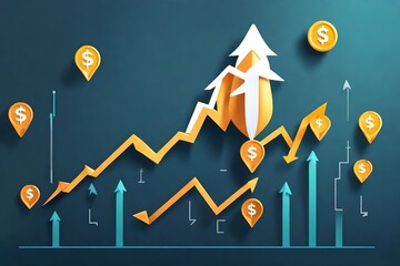 vShortcut to goal success business growth or compound interest with rocket launch icon, investment fast track into staircase, wealth or earning rising up graph increasing profit financial concept - obrazy, fototapety, plakaty