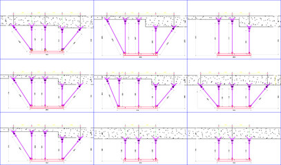 vector illustration of a detailed design sketch of a ceiling hanger for a concrete roof