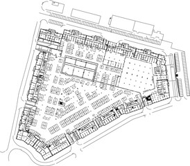 vector illustration of a sketch of a city planning design with neatly arranged buildings