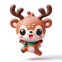 Whimsical 3D Kawaii Reindeer Joyride