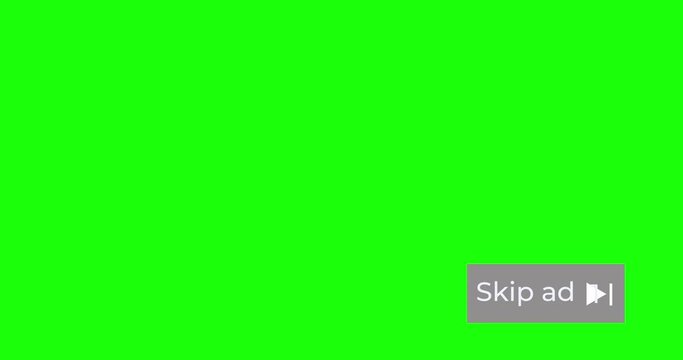 4k 5 second skip ad animation on green screen
