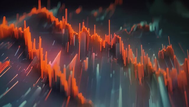 An abstract image of a stock market graph with inverted colors, representing a downturn in the market. .