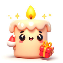Fototapeta premium Joyful 3D Kawaii Christmas Candle Design