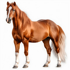 horse white background, horse isolated, Chestnut horse