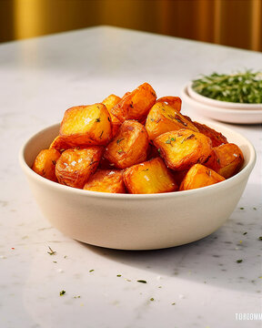 Plato de patatas asadas fritas generado por ia