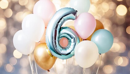 アニバーサリー装飾の風船と6の数字風船