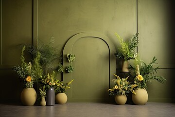 Fototapeta premium Stylish Olive Colored Backdrop: Vibrant and Trendy Image Design