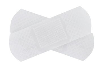 Medical adhesive bandages isolated on white, top view