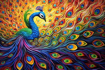 Peacock Chroma: Abstract Plumage in Vibrant Colors