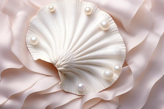 Smooth Seashell Texture: Pearl White Color Divine Elegance in Digital Image