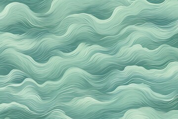 Obraz premium Sea Green Serenity: A Mesmerizing Beach Waves Pattern in Calming Hues