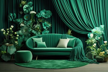 Vibrant Green Splendor: Stylish Colored Backdrop with Shades of Green Motifs