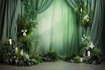 Stylish Shades of Green: A Colored Backdrop Masterpiece