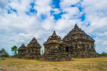 Fototapeta premium Ijo Temple or Candi Ijo is a Hindu temple located around 18 kilometers east from Yogyakarta, Indonesia. The temple was built between 10th to 11th century CE during the Mataram Kingdom.