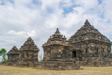 Fototapeta premium Ijo Temple or Candi Ijo is a Hindu temple located around 18 kilometers east from Yogyakarta, Indonesia. The temple was built between 10th to 11th century CE during the Mataram Kingdom.