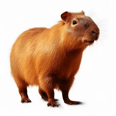Fotobehang Capybara isolated, Hydrochaeris hydrochaeris, © elina
