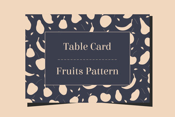 Table card seat number wedding or ceremony event with fruits pattern gastronomy food design.