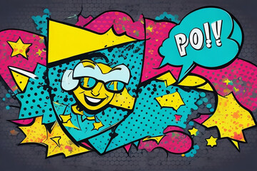 A pop art style with comic bubbles, dots. Comic art illustration background