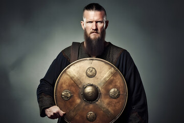 Viking or Anglo-Saxon warrior. Neural network AI generated art - obrazy, fototapety, plakaty