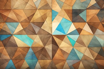 Wooden Mosaic: Vintage Abstract Illustration in Beautiful Wood Color Scheme
