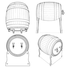 Small Barrel Keg Vector. Illustration Isolated On White Background. A vector illustration Of A Barrel.