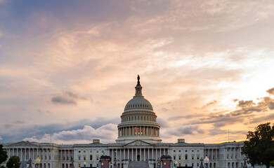Congress in Washington DC. Capitol building. Capitol with sunset in Washington D.C. Capitol Hill...