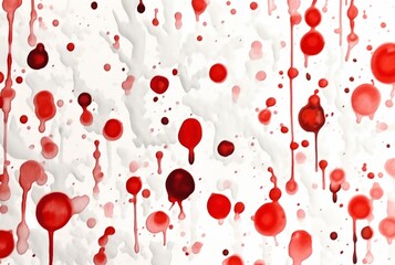 white wall background with red watercolor drops. generative ai