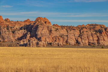 Red rock canyon and field