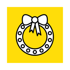 Bow Square Icon Vector Illustration. Christmas Icons. Use for Xmas, Decoration, Greeting Card Etc.