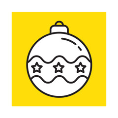 Obraz premium Christmas Ball Square Icon Vector Illustration. Christmas Icons. Use for Xmas, Decoration, Greeting Card Etc.