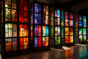 stained glass window in the chapel of the Monastery. Neural network AI generated art