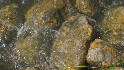 water flowing over rocks
