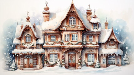Obraz premium gingerbread house isolated on a white background, christmas dessert, holiday greeting tradition