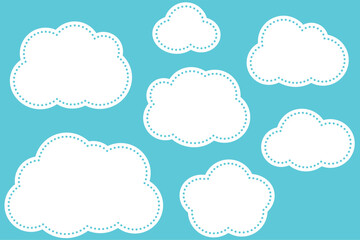 シンプルな雲のイラストセット - obrazy, fototapety, plakaty