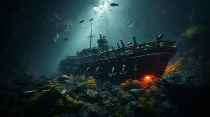 3d realistic submarine - obrazy, fototapety, plakaty