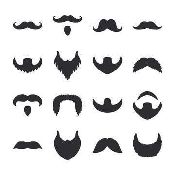 Set of beard and mustache icon for web app simple silhouettes flat design
