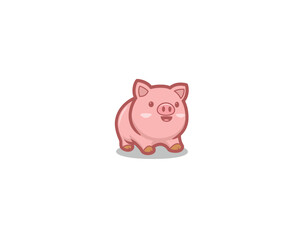 Cute fat piglets mascot logo