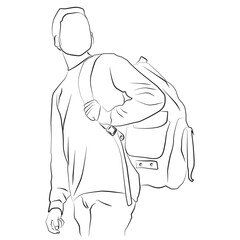 man carrying backpack vector