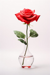 flower in glass vase in close up isolated on white background, soft light.