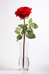 flower in glass vase in close up isolated on white background, soft light.