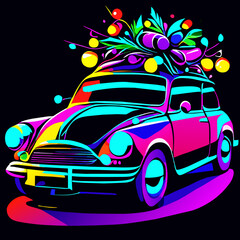 neon clipart car vector ilustration design