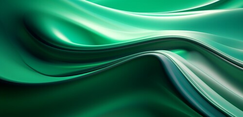 close-up of abstract blurred metal, emerald green and metallic silver hues,