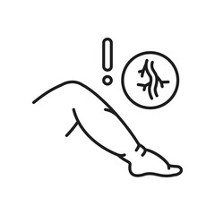 Varicose vein, venous disease edema line icon. Vascular mesh on legs. Vector icon venous edema, hypoproteinemia treatment disease