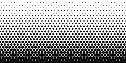 black white hexagonal halftone pattern - obrazy, fototapety, plakaty