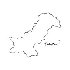 One continuous line drawing of country Map for Pakistan vector illustration. Country map illustration simple linear style vector concept.  country territorial area and suitable for your asset design.