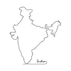 One continuous line drawing of country Map for India vector illustration. Country map illustration simple linear style vector concept.  country territorial area and suitable for your asset design.
