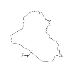 One continuous line drawing of country Map for Iraq vector illustration. Country map illustration simple linear style vector concept.  country territorial area and suitable for your asset design.