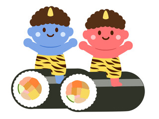 恵方巻きに乗る鬼