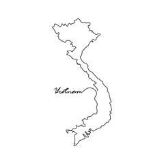 One continuous line drawing of country Map for Vietnam vector illustration. Country map illustration simple linear style vector concept.  country territorial area and suitable for your asset design.
